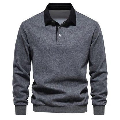 Pull polo homme | col contrasté et maille unie