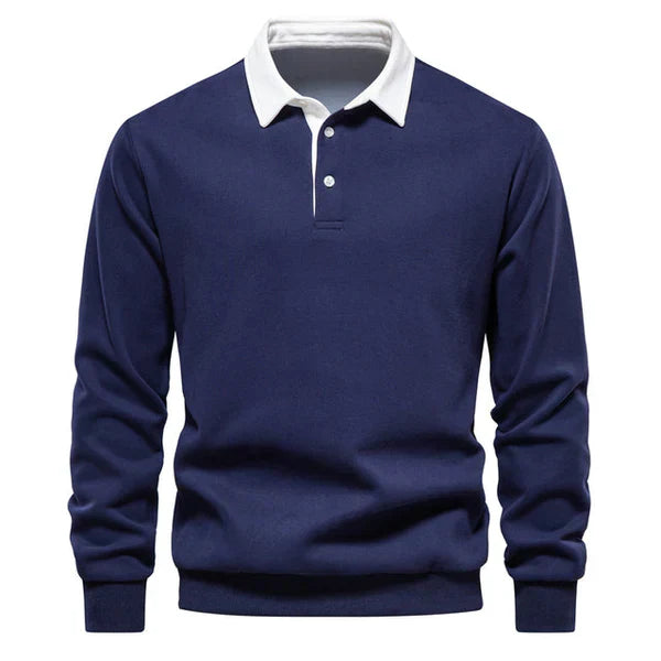 Pull polo homme | col contrasté et maille unie