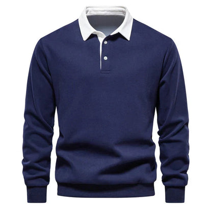 Pull polo homme | col contrasté et maille unie