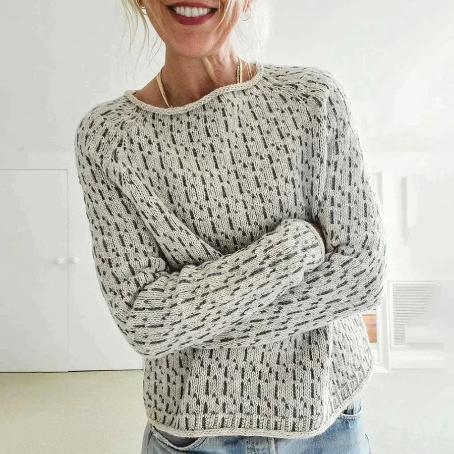 Pull femme | maille texturée | col rond | poignets côtelés
