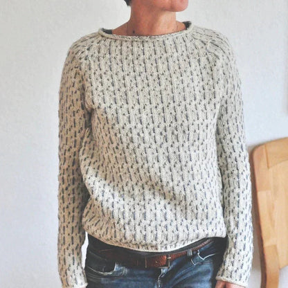 Pull femme | maille texturée | col rond | poignets côtelés