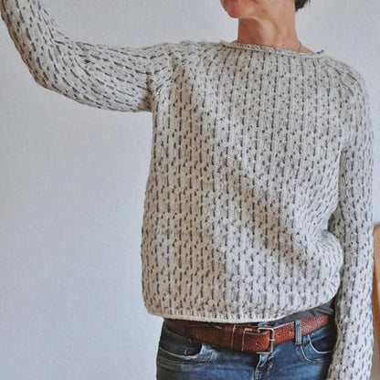 Pull femme | maille texturée | col rond | poignets côtelés