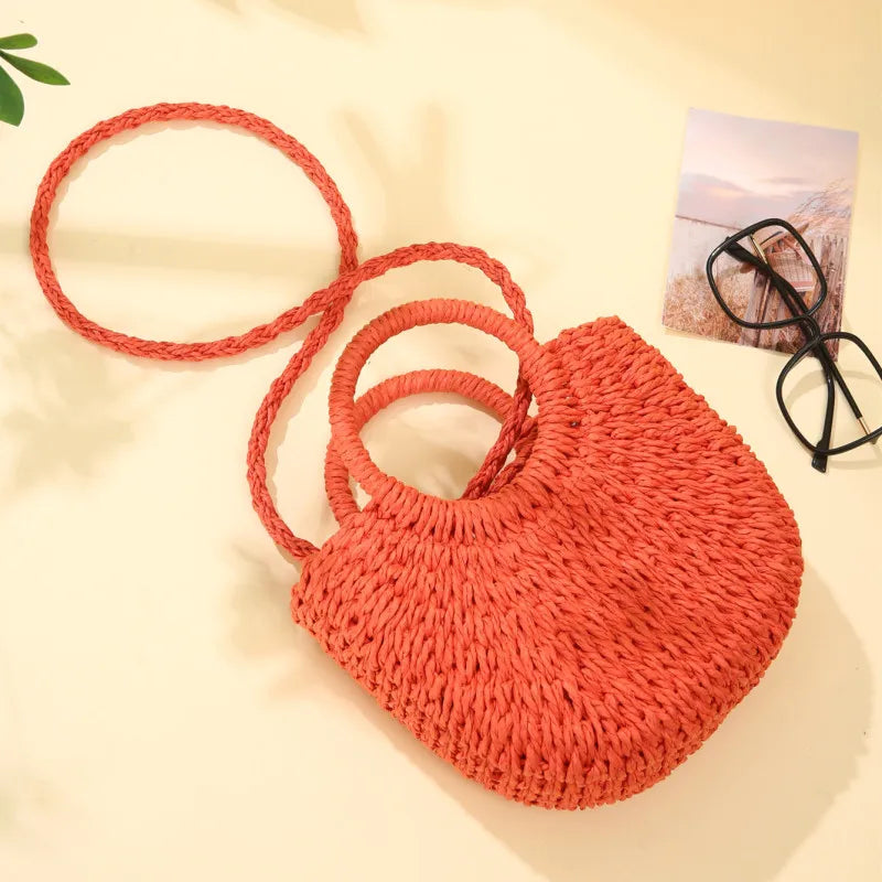 Soleil Sac Bandoulière Femme | Paille Tissée, Demi-Lune Artisanale