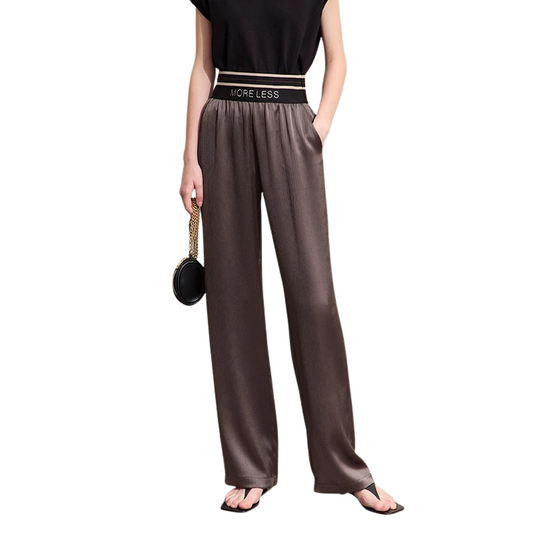 Venus – Pantalon Large d’Été pour Femme | Taille Élastique avec Détail Brodé