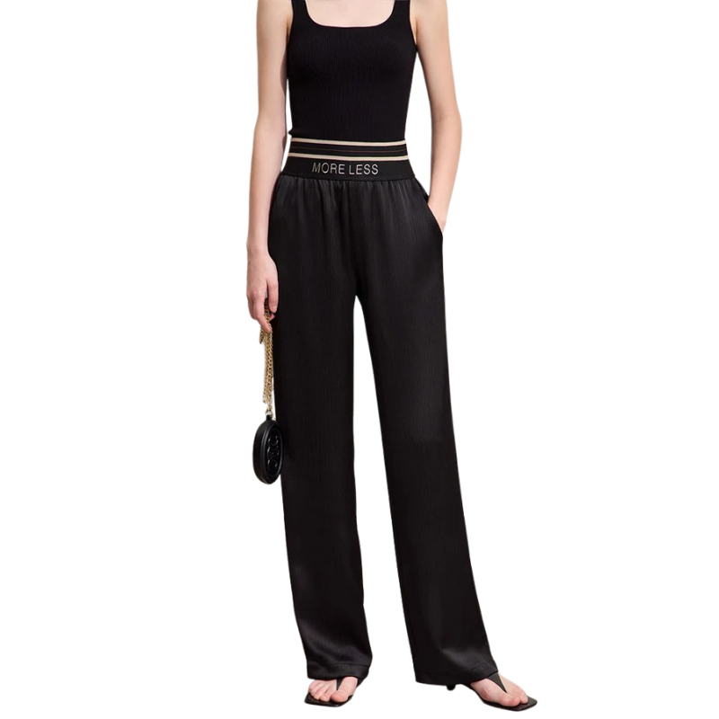 Venus – Pantalon Large d’Été pour Femme | Taille Élastique avec Détail Brodé