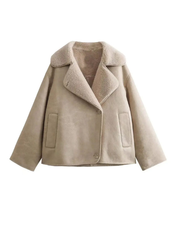 Veste En Tissu Épais Pour Femme | Col Large | Pour L’Hiver