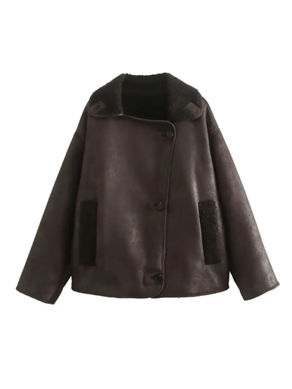 Veste En Tissu Épais Pour Femme | Col Large | Pour L’Hiver