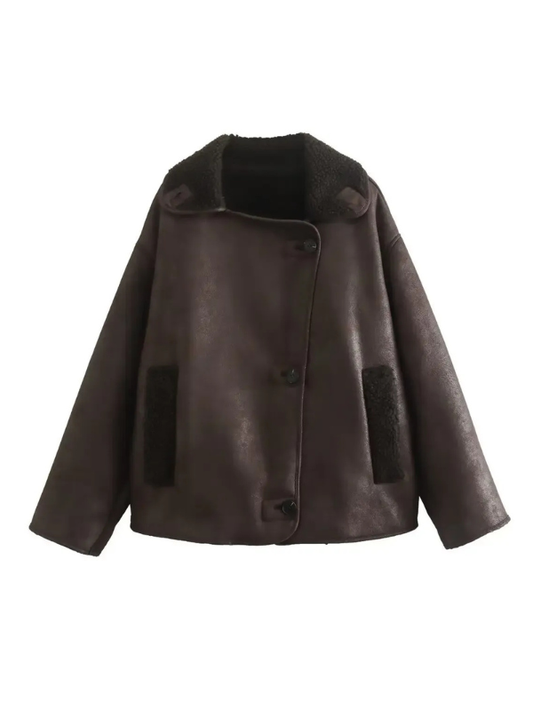 Veste En Tissu Épais Pour Femme | Col Large | Pour L’Hiver