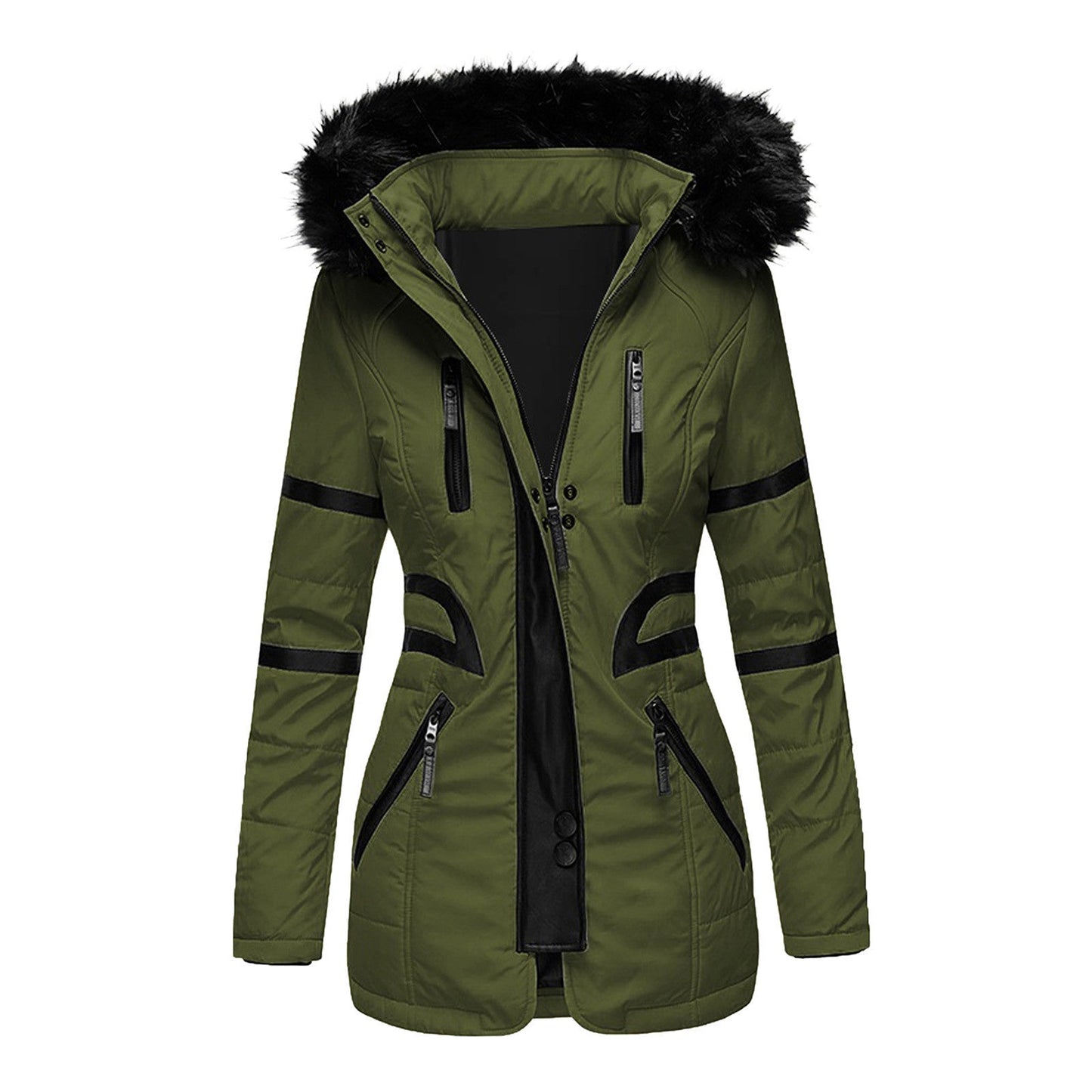 Veste hiver femme capuche fourrure coupe longue