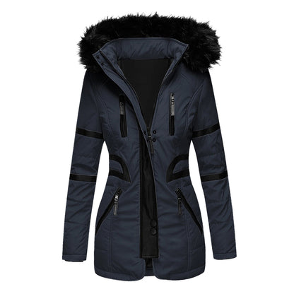 Veste hiver femme capuche fourrure coupe longue