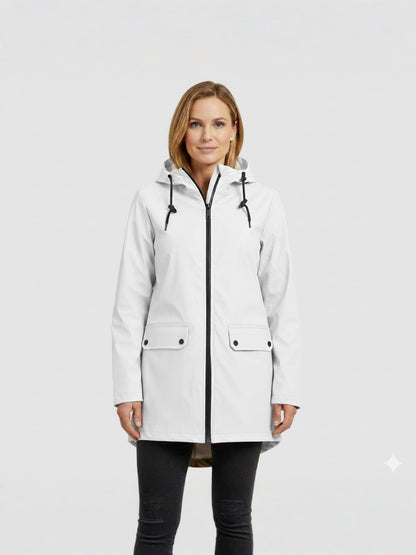 Veste longue à capuche et grandes poches plaquées