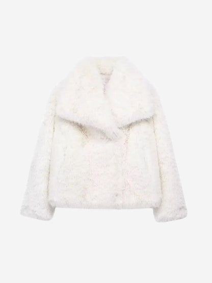 Veste mi-longue droite en laine tissée