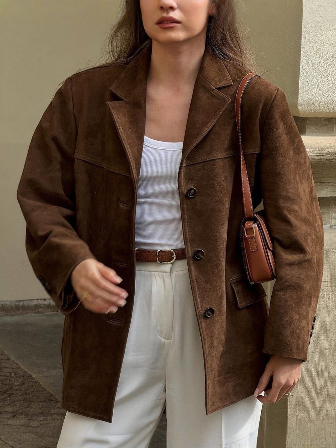 Veste type blazer en suédine