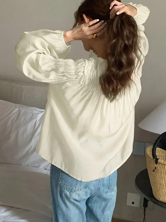 Blouse tunique plissé à manches 3/4