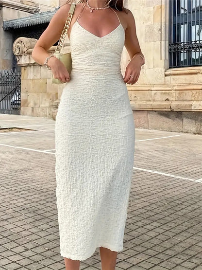 Robe longue avec encolure dos nu et dos nu