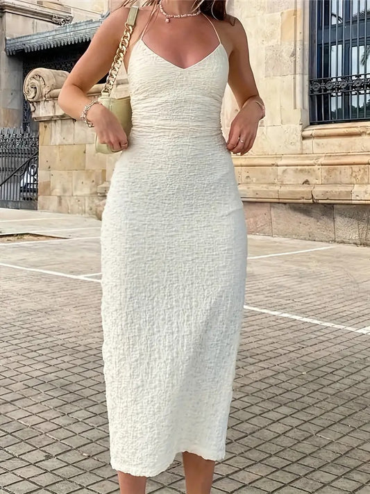 Robe longue avec encolure dos nu et dos nu