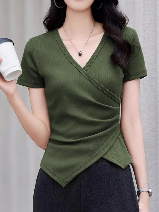Blouse col en v stretch