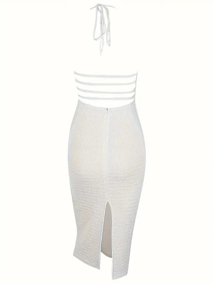 Robe longue avec encolure dos nu et dos nu